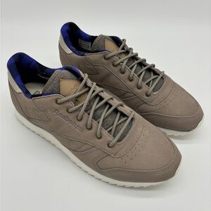 Warm reebok sneakers made of genuine suede beige-gray tan nude color, size W 10